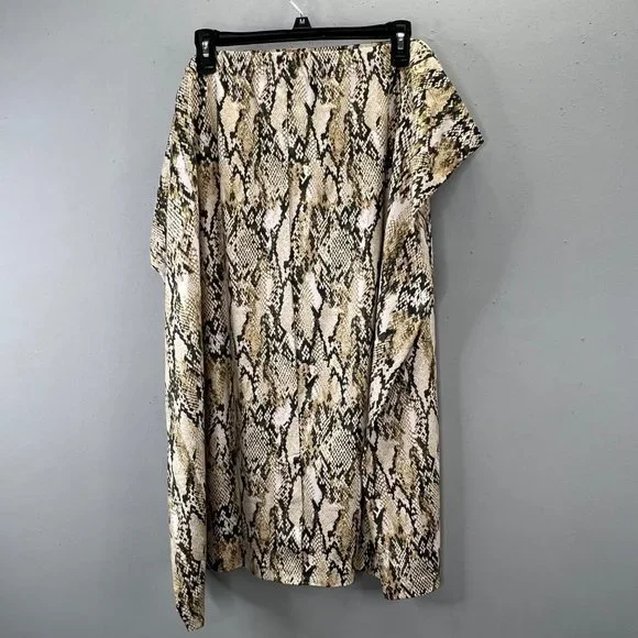 Susan Graver Snakeskin Printed Faux Suede Skirt size 5X Cream Black Elastic NWT - Picture 3 of 6